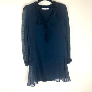 ZARA Basic | Navy Long Sleeve Low Hem Dress